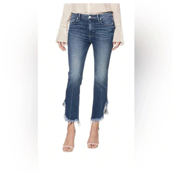 PAIGE Hoxton Straight High Rise Ankle Frayed Curved Bottom Hems Women’s Size 29 - Picture 1 of 16